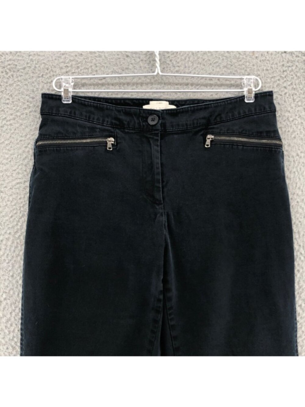 Talbots Pants Womens 6 Black Curvy Stretch Denim Zip Pockets Ankle Tapered Leg - Picture 2 of 11